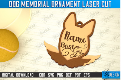 Dog Memorial Ornament | 3D Dog Silhouette | Angel Wings | CNC File