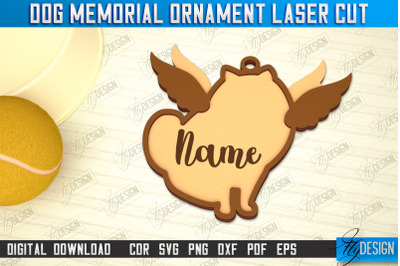 Dog Memorial Ornament | 3D Dog Silhouette | Angel Wings | CNC File