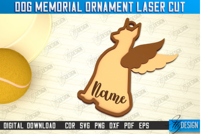 Dog Memorial Ornament | 3D Dog Silhouette | Angel Wings | CNC File