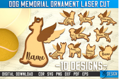 Dog Memorial Ornament Bundle | 3D Dog Silhouette | Angel Wings | CNC