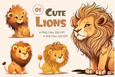 Cute cartoon lions 01. TShirt Sticker.