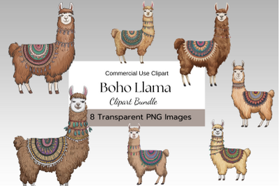 Boho Llama Watercolor Clipart