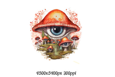 Trippy Eyeball Mushroom Scene