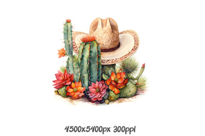 Cowboy Hat Amid Cacti and Flowers