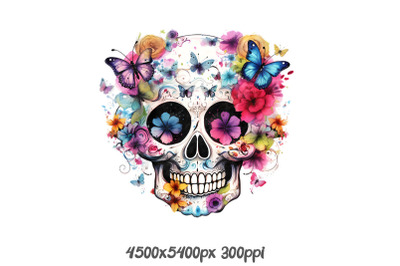 Floral Skull with Vibrant Accents