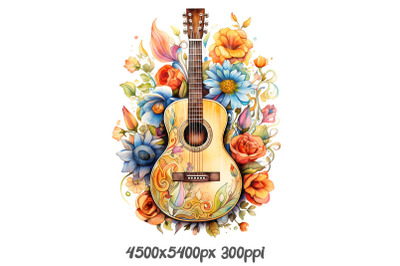 Guitar with Floral Embellishments