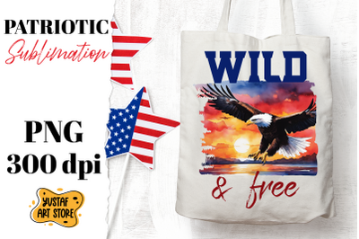 Patriotic sublimation. Watercolor American eagle sublimation