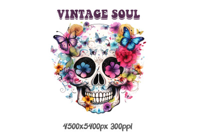 Vintage Soul Floral Skull