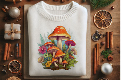 Enchanted Mushrooms in Forest Scene