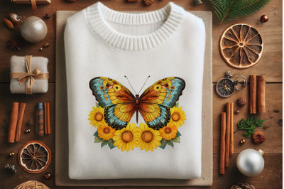 Monarch Butterfly on Floral Background