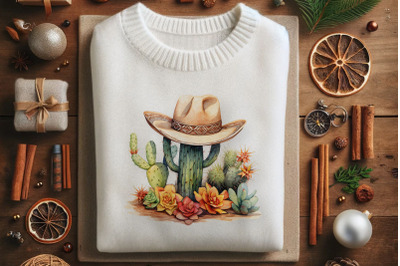 Cowboy Hat Amidst Cactus and Blooms