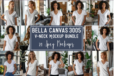 Bella Canvas 3005 V-Neck Mockup Bundle