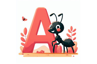 4 animal alphabet A with ant