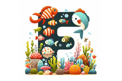 4 animal alphabet F with fish