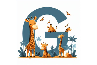 4 animal alphabet G with Giraffe