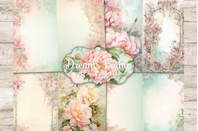 Dreams Frame Junk Journal Page | Blank Digital Collage Sheet