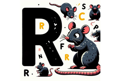 4 animal alphabet R with Rat