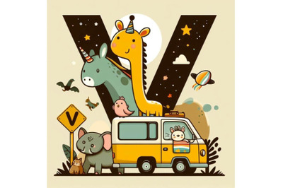 4 animal alphabet V with Van