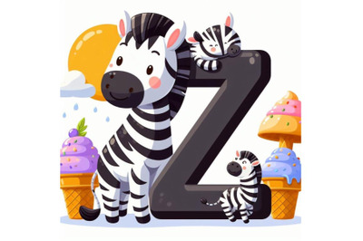 4 animal alphabet Z with Zebr