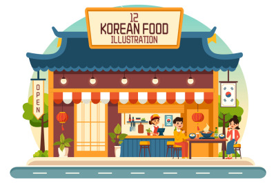 12 Korean Food Illustration