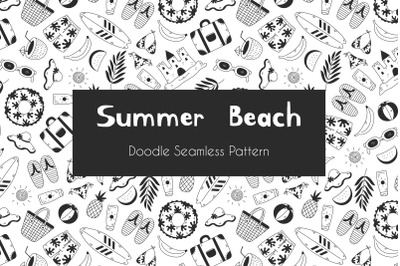 Summer Beach Doodle Seamless Pattern JPG PNG EPS