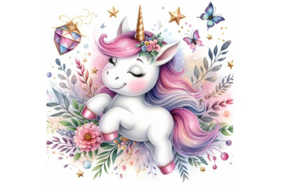 A bundle of 4 Cute little magical unicorn