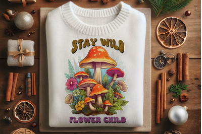 Stay Wild Flower Child with Mushrooms