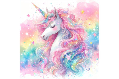 4 Rainbow unicorn background. Mermaid