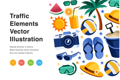 Beach Elements Vector Illustration