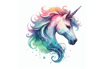 4 Unicorn head silhouette vector