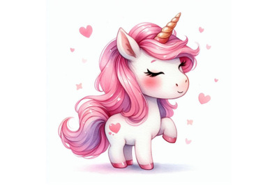 4 Little pink unicorn. Design for ch