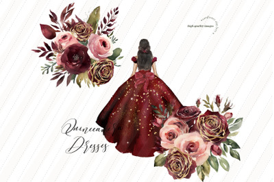 Burgundy Princess Roses Clipart&2C; Burgundy Flowers&2C; Burgundy Princess