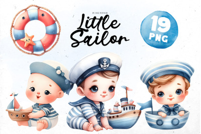 Watercolor Little Sailor Bundle | PNG cliparts