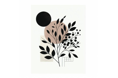 Bundle of 4 Minimalist botanical poster with br