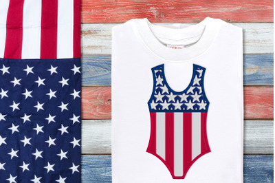 Patriotic One Piece Swimsuit | Applique Embroidery