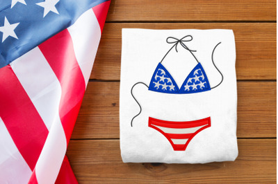 Patriotic String Bikini | Applique Embroidery