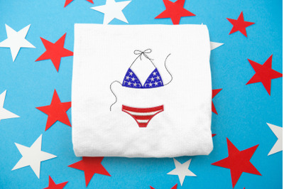 Mini Patriotic String Bikini | Embroidery