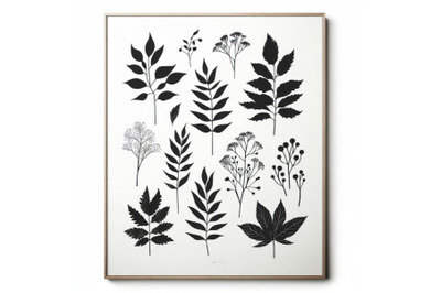 A bundle of 4 Botanical leaves print boho minima