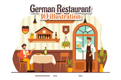 10 German Food Restaurant Illustration