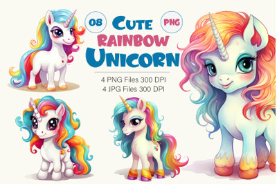 Cute rainbow unicorns 08. TShirt Sticker.