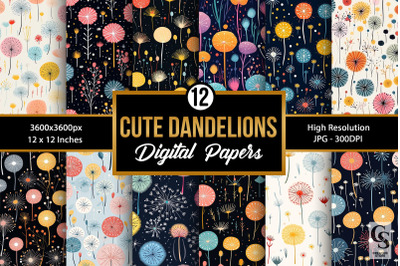 Cute Dandelions Seamless Patterns