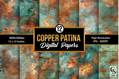 Blue Copper Patina Digital Papers