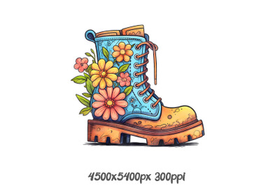 Floral Hiking Boot Scene
