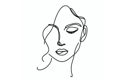 Bundle of 4 One line face. Minimalist continuous