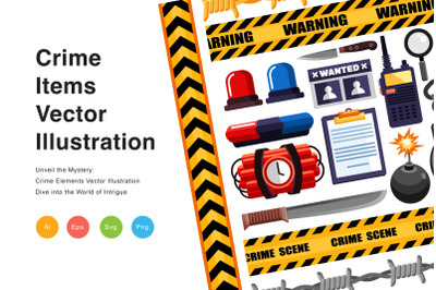 Crime Elements Vector Illustration