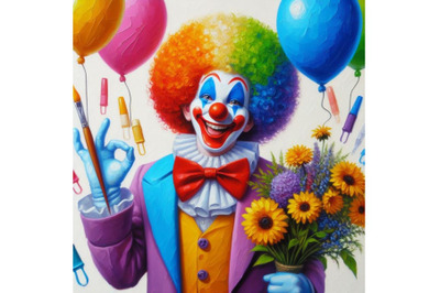 4 funny clown with ballons