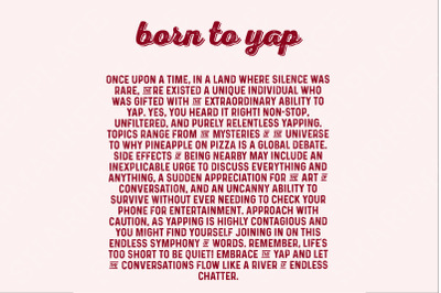 Born to Yap Digital Download, Funny Meme PNG, Y2K Humor, Cute PNG Sublimation Trendy Gifts for Her