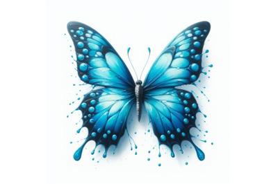 4 Blue butterfly on a white backgroun