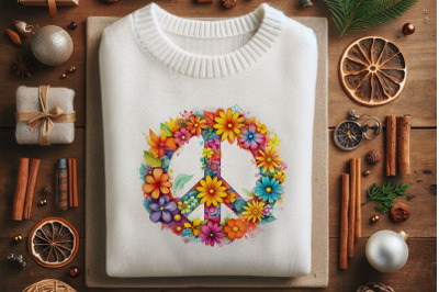 Vibrant Floral Peace Sign