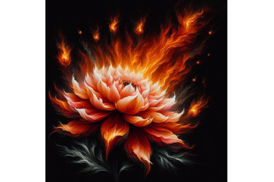 4 Flower fire. beautiful fire flower on b